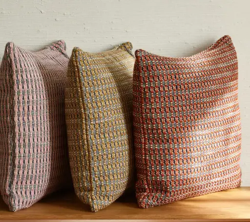 Housse de coussin Eirik rose pale et orage 